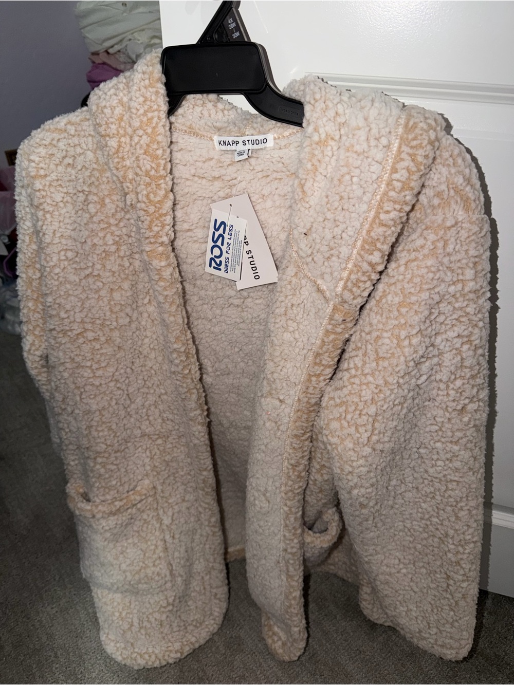 KNAPP STUDIO Cream Sherpa Hooded Cardigan